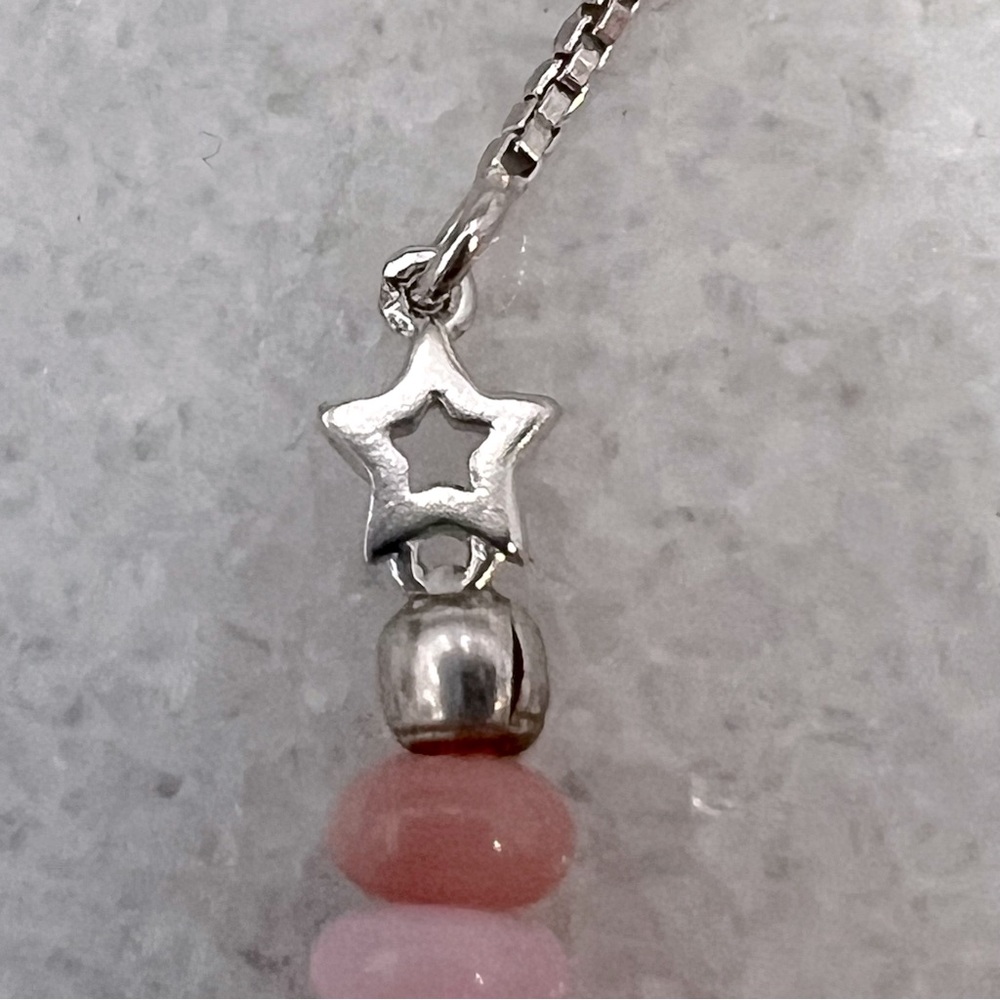 Peruvian Pink Opal Bead Sterling Silver BOLO Bracelet - Picture 5 of 9